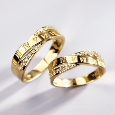 【台北奧斯珠寶】14K金戒指 羅馬數字情侶對戒 黃金珠寶首飾 女戒