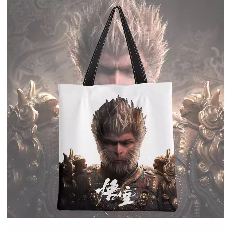 黑神話悟空帆布包2024新手提單肩包 手提袋 大容量學生通勤托特包帆布袋 大容量手提包包 單肩包包 手提包-細節圖2