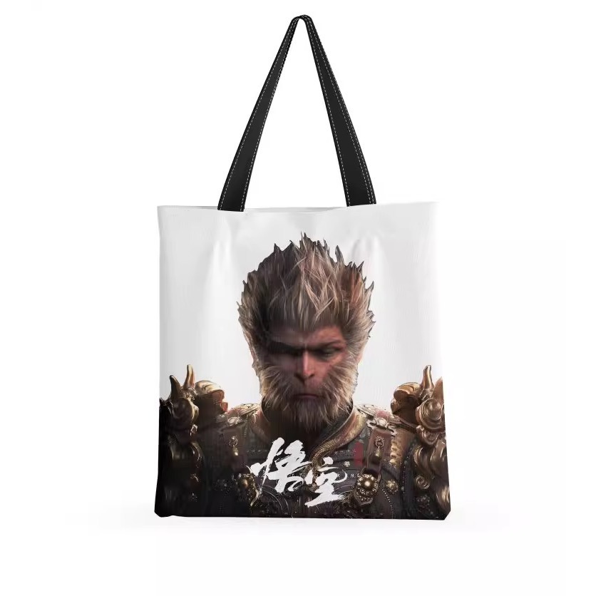 黑神話悟空帆布包2024新手提單肩包 手提袋 大容量學生通勤托特包帆布袋 大容量手提包包 單肩包包 手提包-細節圖5