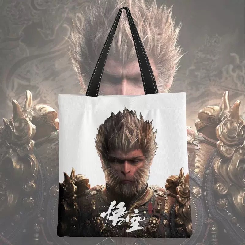 黑神話悟空帆布包2024新手提單肩包 手提袋 大容量學生通勤托特包帆布袋 大容量手提包包 單肩包包 手提包-規格圖6