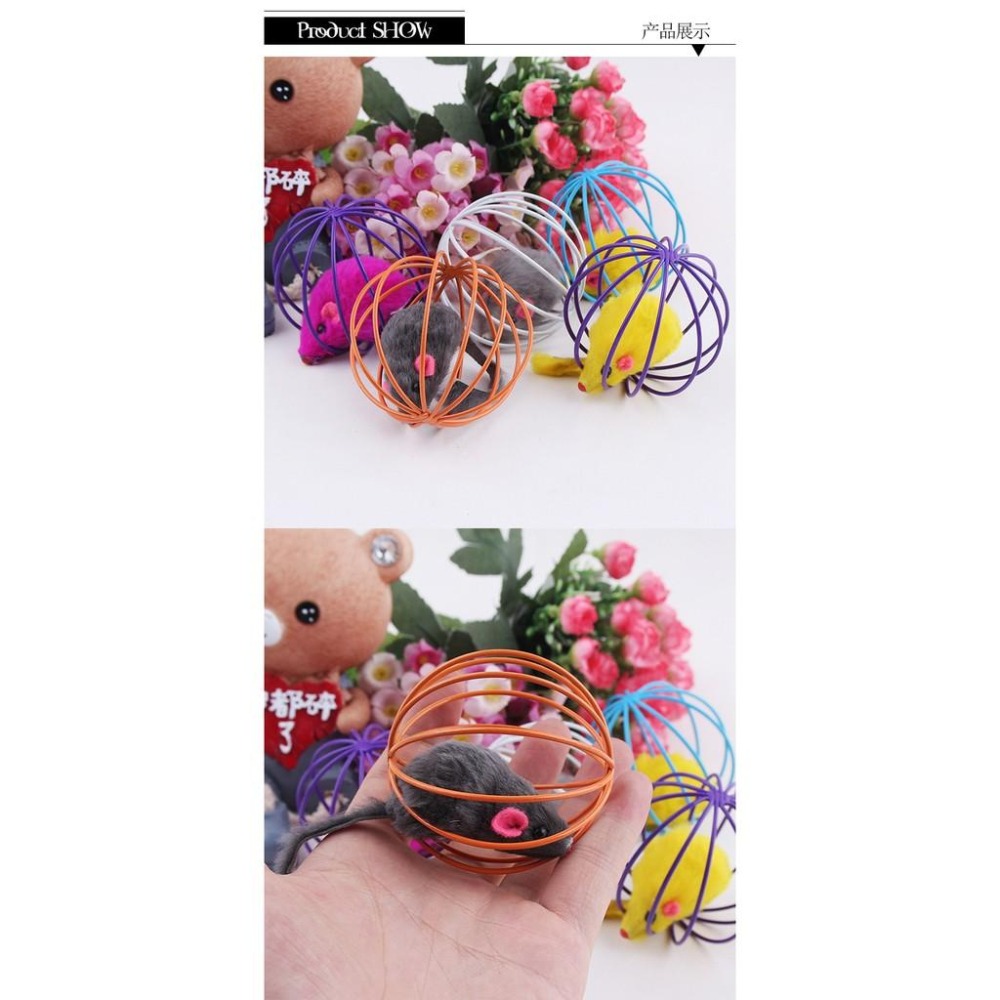 小白豬『籠中鼠』逗貓玩具.貓咪玩具.囚籠鼠.貓捉老鼠玩具.老鼠球.貓玩具.彩色老鼠玩具.幼貓玩具.新手養貓-細節圖3