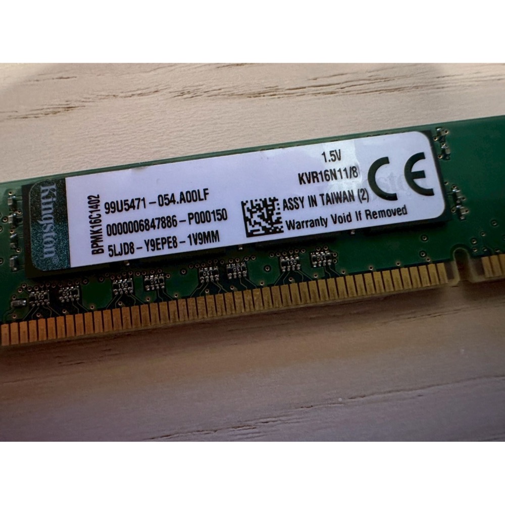Kingston 金士頓 DDR3 1600 8GB 桌上型-1.5V KVR16N11/8-細節圖2