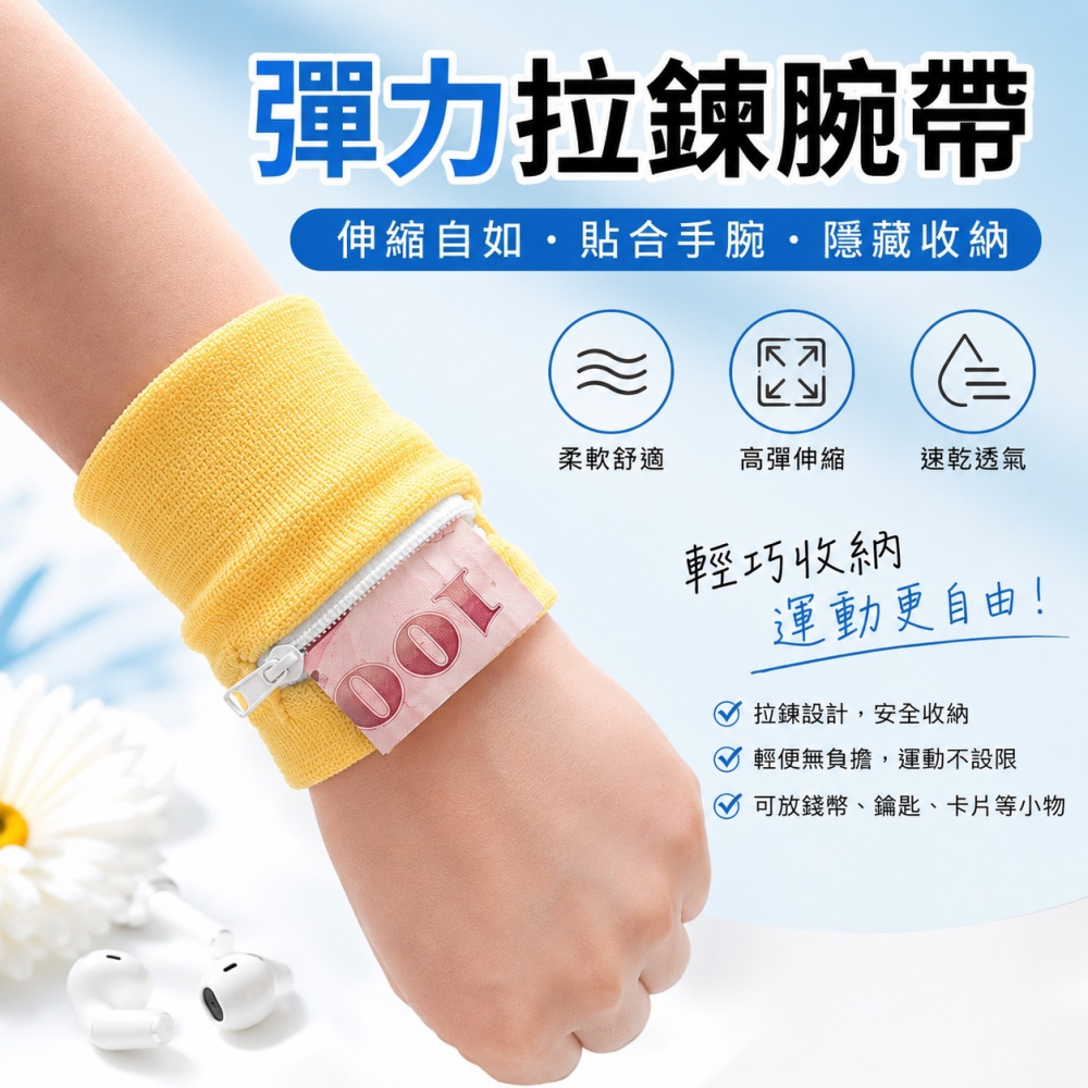 多功能腕帶 運動腕帶 拉鍊護腕帶  拉鍊腕包 運動護腕 可戴式運動包 零錢包 手腕帶 零錢包包 手腕帶 腕套 EA515-細節圖7