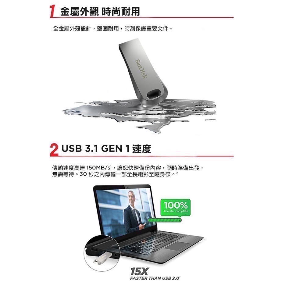 公司貨享保固 Sandisk Ultra Luxe CZ74 隨身碟 USB 3.1 晟碟 隨身碟 USB EA361-細節圖5