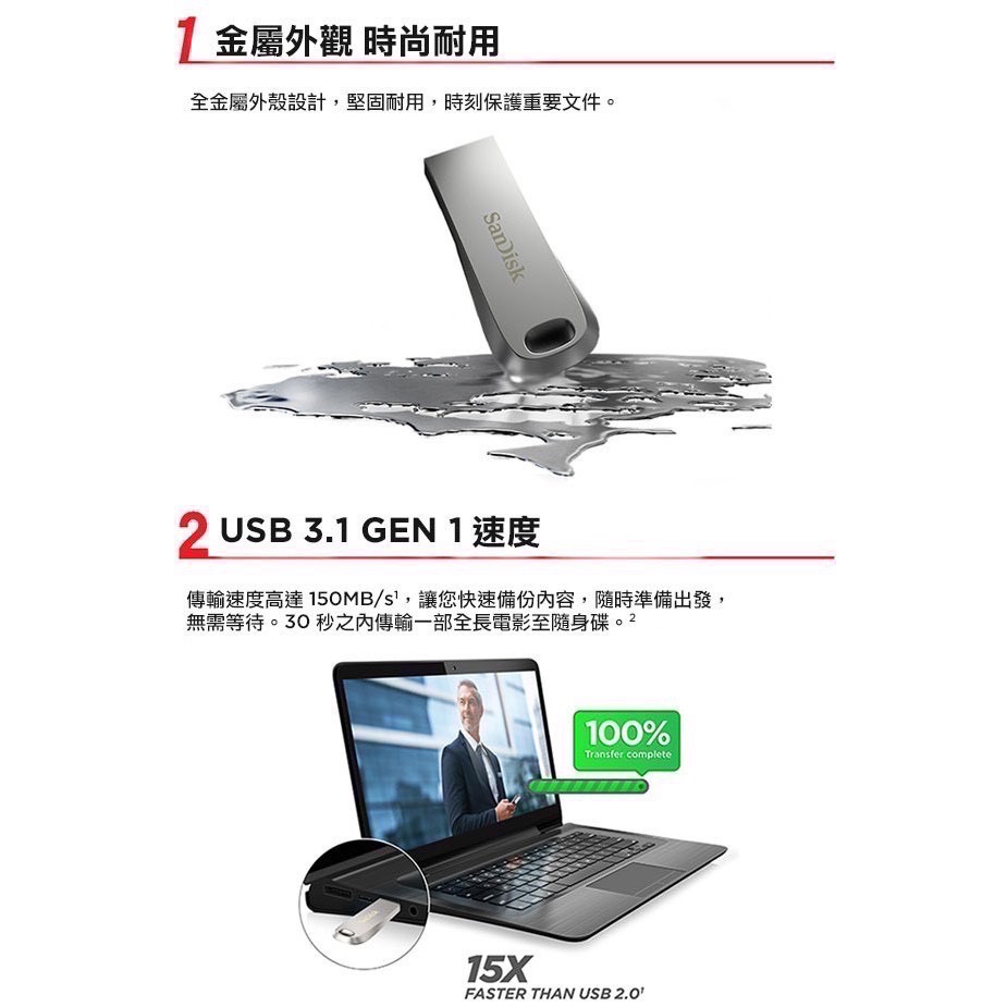 公司貨享保固 Sandisk Ultra Luxe CZ74 隨身碟 USB 3.1 晟碟 隨身碟 USB EA361-細節圖5