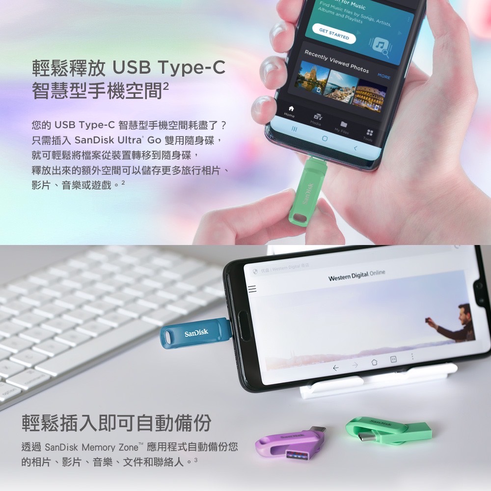 公司貨享保固 晟碟OTG 手機電腦雙用隨身碟 SanDisk Ultra Go USB Type-C™ EA349-細節圖6