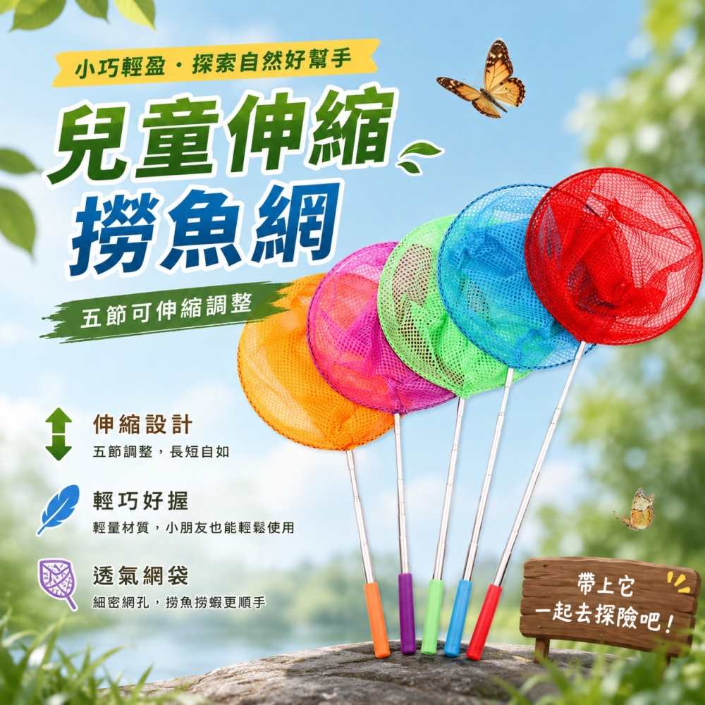 捕捉網 魚網 捉碟網 伸縮捕捉網 抓魚網 蝴蝶網 抓蝦網 撈魚網 伸縮網 捕蟲網 捕蝶網 網子 魚撈 撈網 EA440-細節圖3
