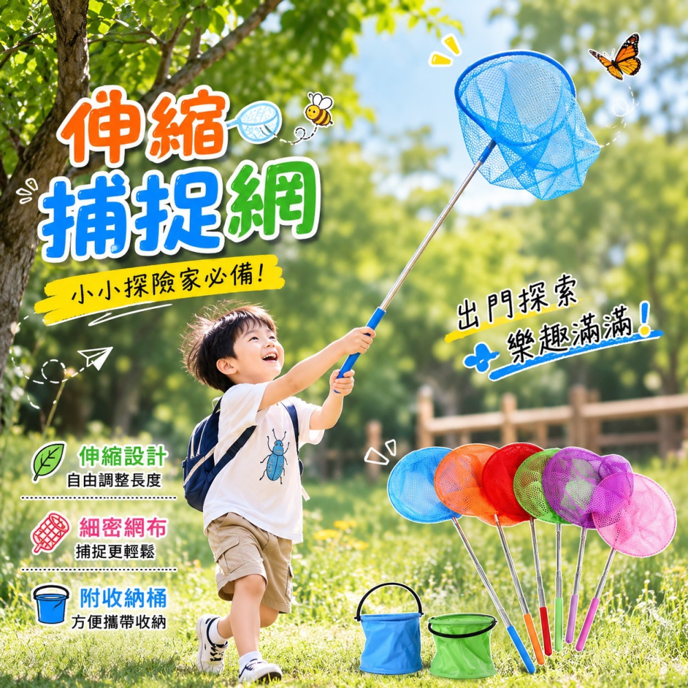 捕捉網 魚網 捉碟網 伸縮捕捉網 抓魚網 蝴蝶網 抓蝦網 撈魚網 伸縮網 捕蟲網 捕蝶網 網子 魚撈 撈網 EA440-細節圖8