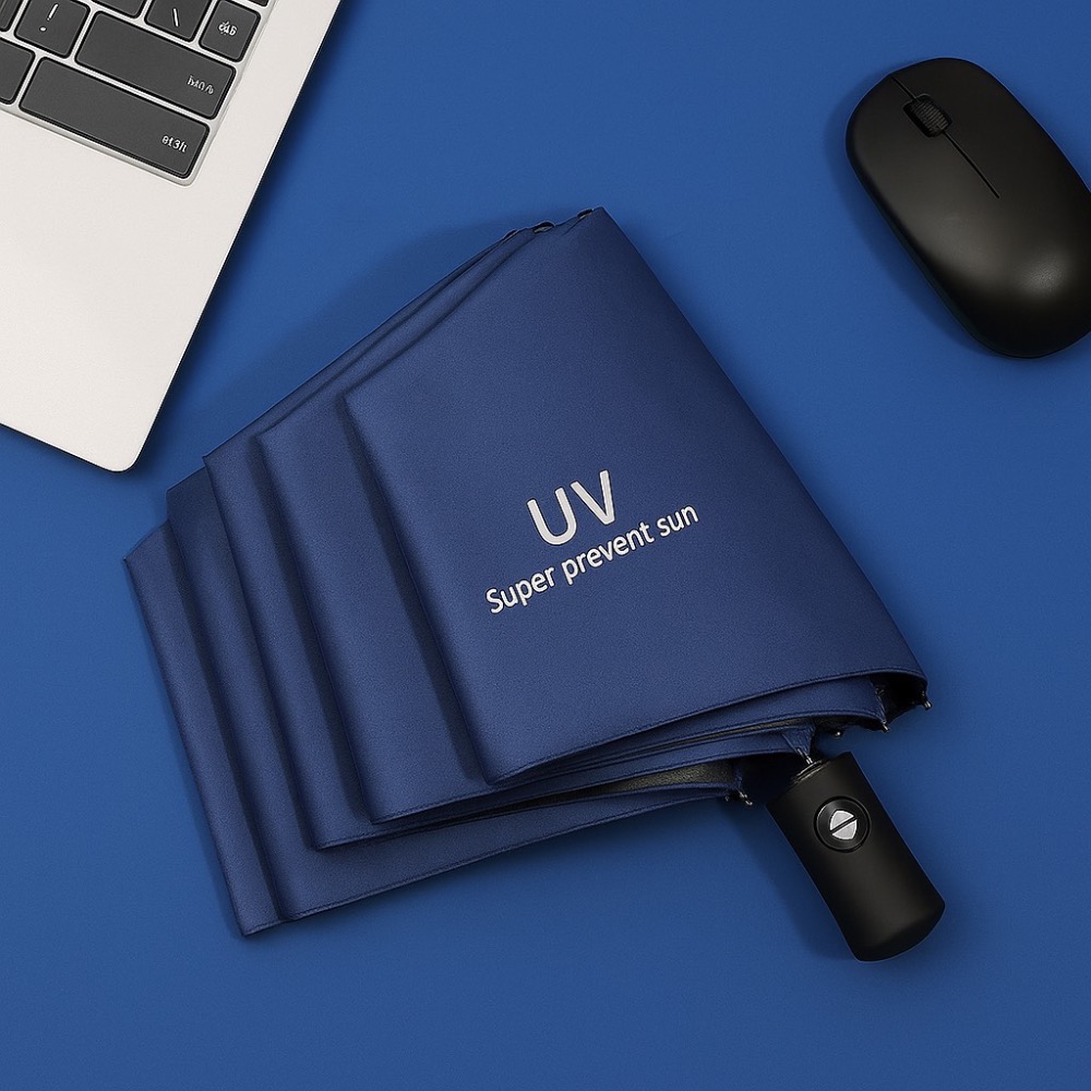 午夜藍 自動八骨折疊傘