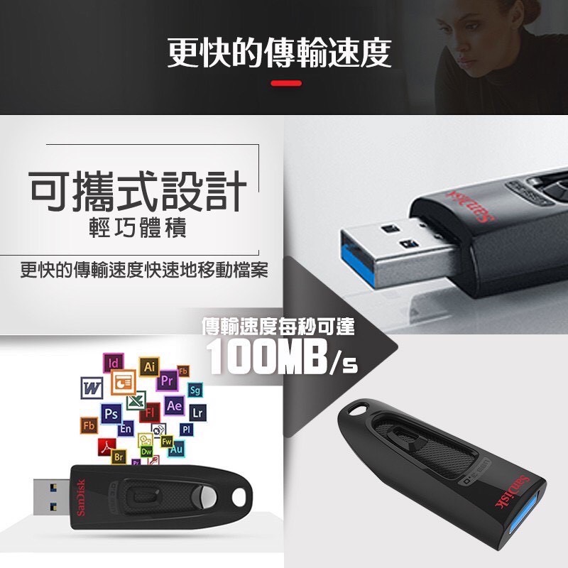 SANDISK隨身碟 Ultra 隨身碟 USB 3.0 16G 32G 64G 128G 256G 隨身碟 EA311-細節圖2