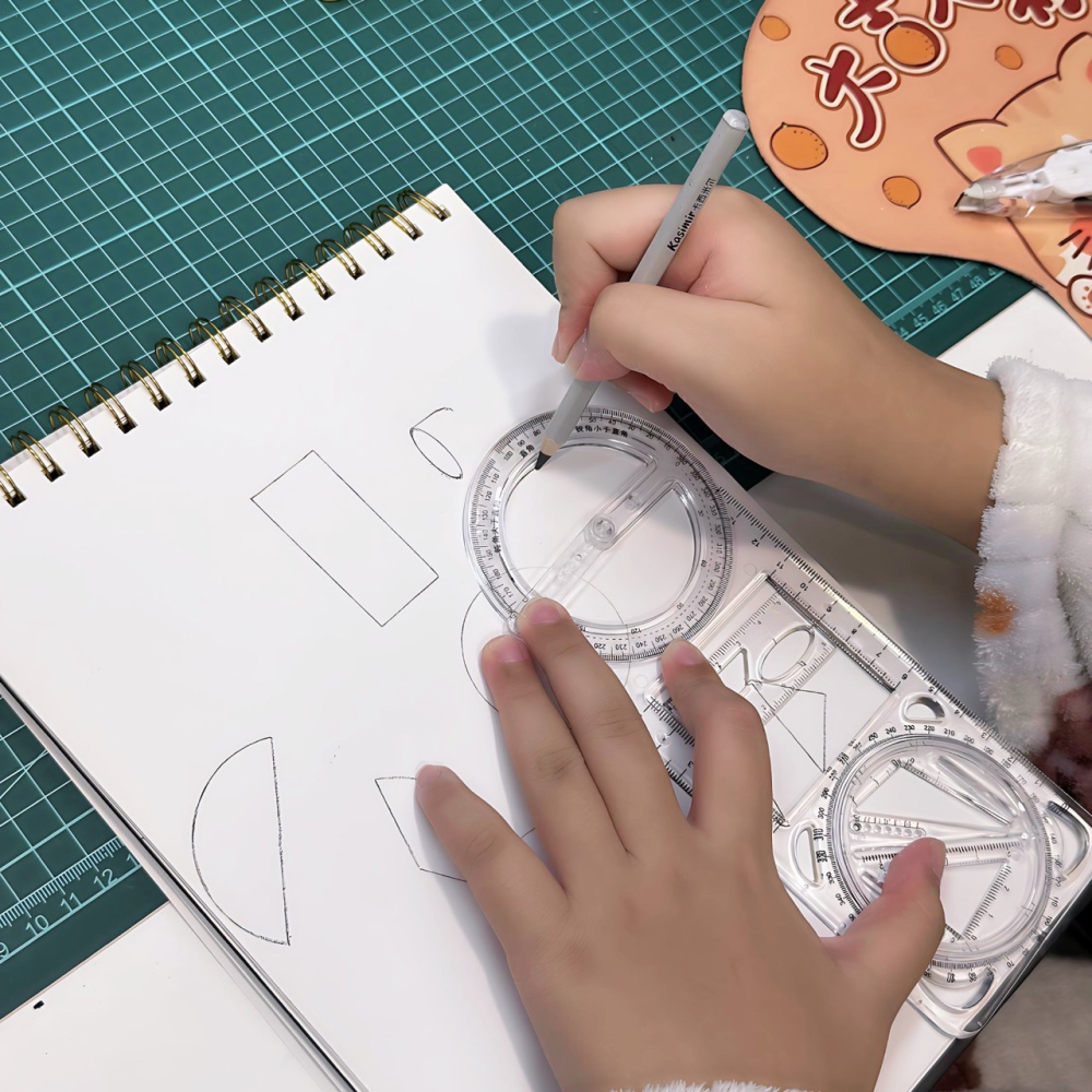 多功能繪圖尺 多功能尺 初中畫 函數 立體 幾何圖形尺 學霸 可旋轉 繪圖尺 多功能幾何繪圖尺 畵角 量角器 EA668-細節圖4