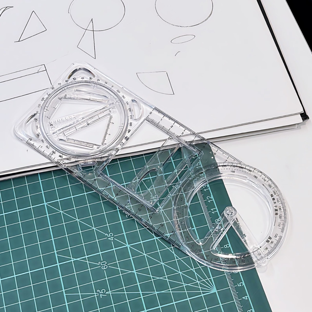 多功能繪圖尺 多功能尺 初中畫 函數 立體 幾何圖形尺 學霸 可旋轉 繪圖尺 多功能幾何繪圖尺 畵角 量角器 EA668-細節圖5