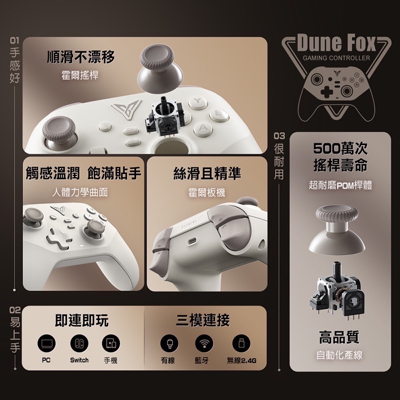 信星科技 飛智 DuneFox 沙漠狐 雙霍爾 遊戲手把 支援Switch 無線手把 任天堂 瑪利歐 搖桿 EA1009-細節圖8