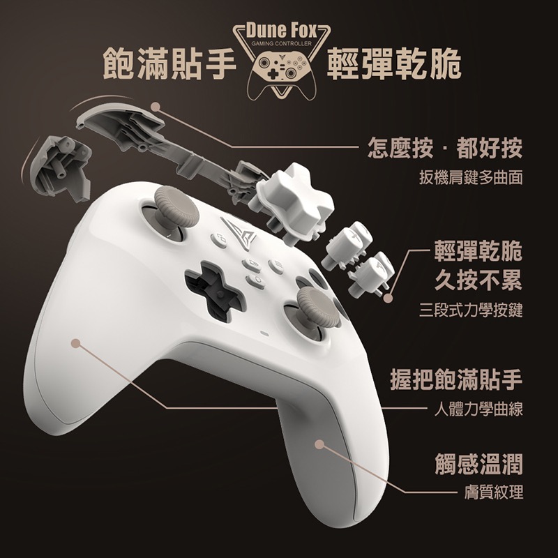 信星科技 飛智 DuneFox 沙漠狐 雙霍爾 遊戲手把 支援Switch 無線手把 任天堂 瑪利歐 搖桿 AA0048-細節圖2