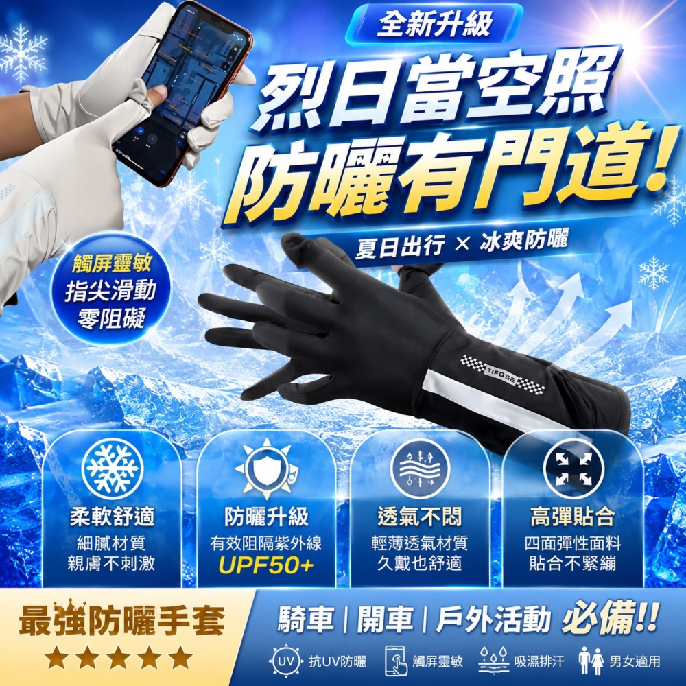 冰絲涼感手套 防曬手套 翻指手套 騎車手套 涼感手套 機車手套 自行車手套 防風手套 防水手套 短手套 手套 EA750-細節圖3