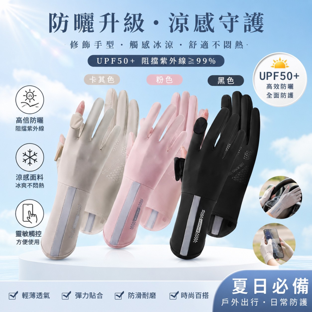 冰絲涼感手套 防曬手套 翻指手套 騎車手套 涼感手套 機車手套 自行車手套 防風手套 防水手套 短手套 手套 EA750-細節圖4