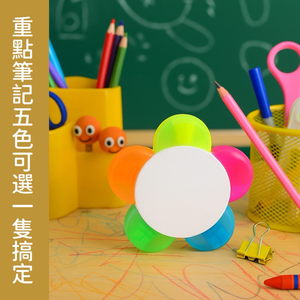 五色花瓣螢光筆 五色螢光筆 花朵螢光筆 造型螢光筆 記號筆 彩色拼接 文具用品 彩色筆 畫畫筆 塗鴉筆 EA818-細節圖4