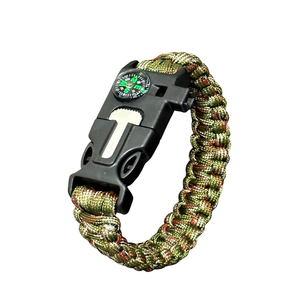 5合1求生手鍊 求生手環 指南針手環 哨子手環 打火石 指南針 哨笛 7芯傘繩 傘繩扣 背包 插扣 登山 EA825-規格圖7