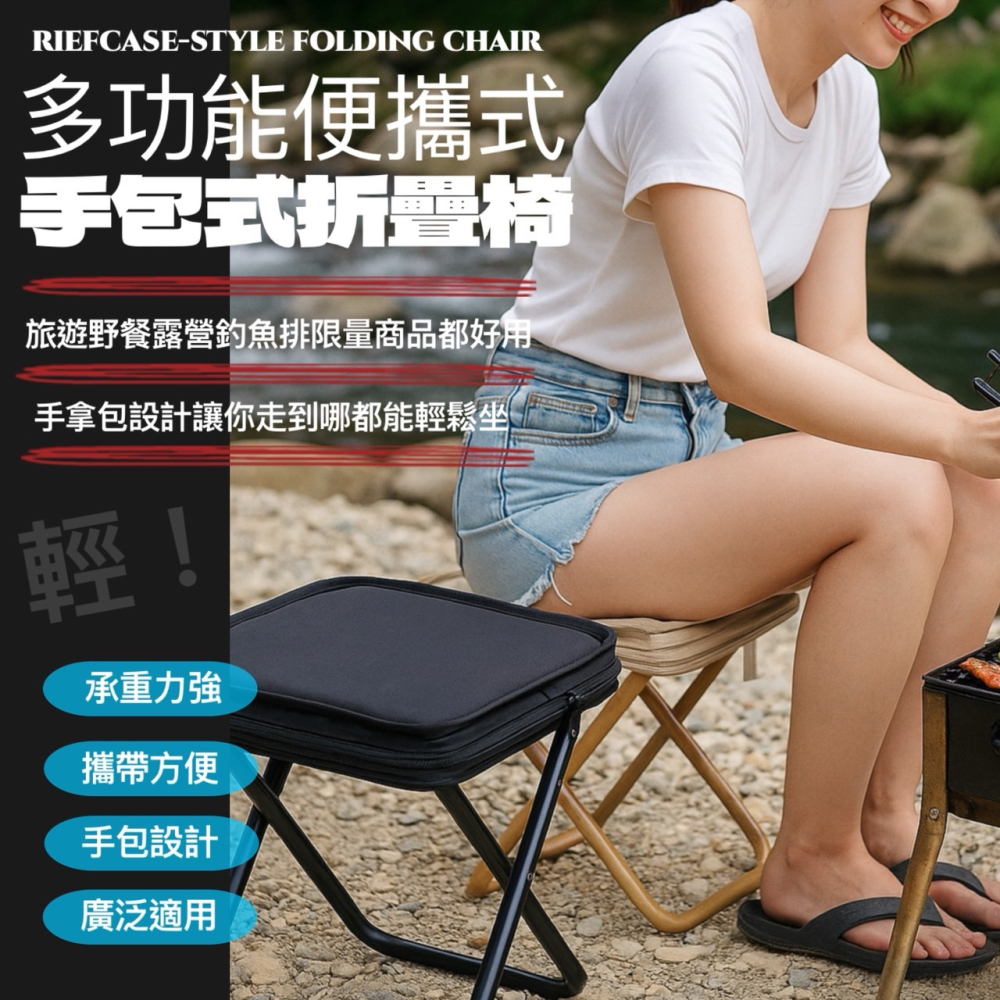 手包式折疊椅 口袋椅 小板凳 摺疊椅 折疊椅 椅子 釣魚椅 排隊椅 露營椅 登山椅 手包折疊凳 童軍椅 椅 EA829-細節圖3