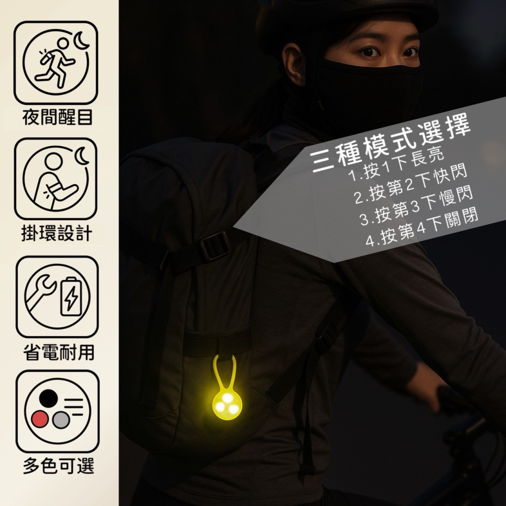 掛環背包燈 閃爍警示背包燈 跑步燈 夜跑燈 單車燈 警示燈 隨身燈 爆閃燈 青蛙燈 吊掛燈 小燈 健行跑步燈 EA834-細節圖3