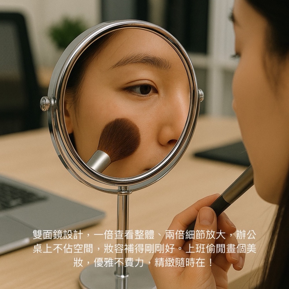 桌面化妝鏡 立式雙面桌鏡 放大化妝鏡 旋轉鏡 雙面化妝鏡 鏡子 化妝鏡 雙面鏡 雙面桌鏡 2倍放大化妝鏡 EA835-細節圖3