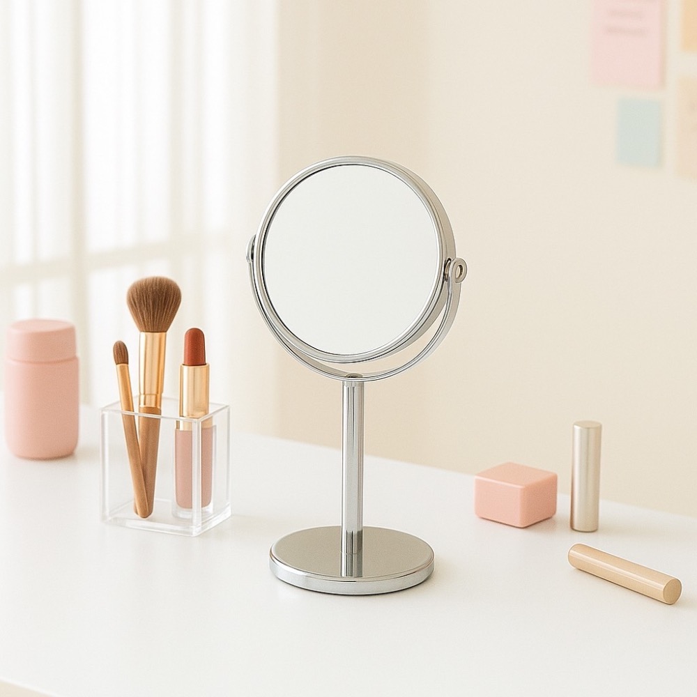 桌面化妝鏡 立式雙面桌鏡 放大化妝鏡 旋轉鏡 雙面化妝鏡 鏡子 化妝鏡 雙面鏡 雙面桌鏡 2倍放大化妝鏡 EA835-細節圖4