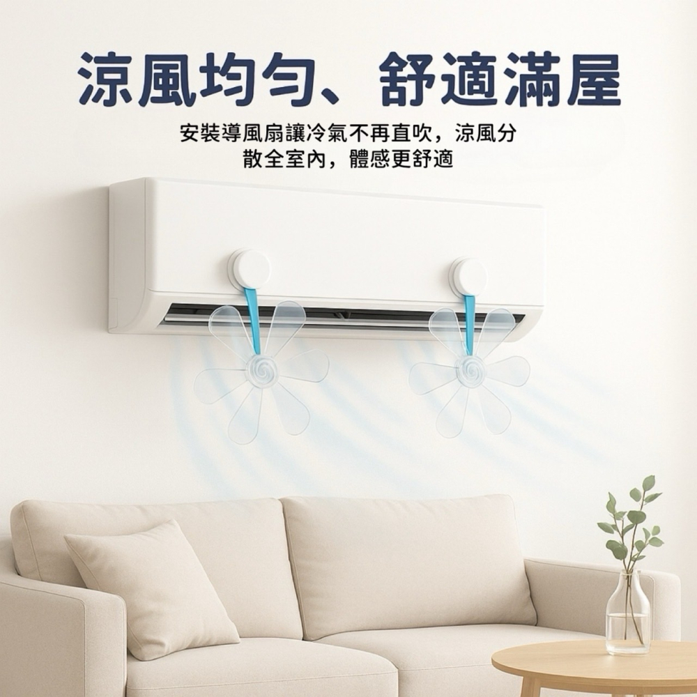 2入裝 空調疏風器 冷氣導風扇 空調導風扇 冷氣疏風器 防直吹擋風板 吸盤導流扇 冷氣擋風器 空調分散風扇 EA858-細節圖5