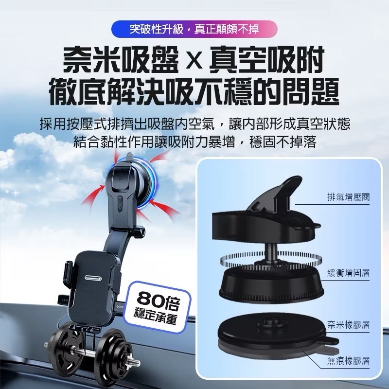 瀑布式手機支架 360°旋轉 手機導航支架 車用手機支架 汽車手機架 汽車手機支架 車載手機架 吸盤手機架 多角度旋轉-細節圖4