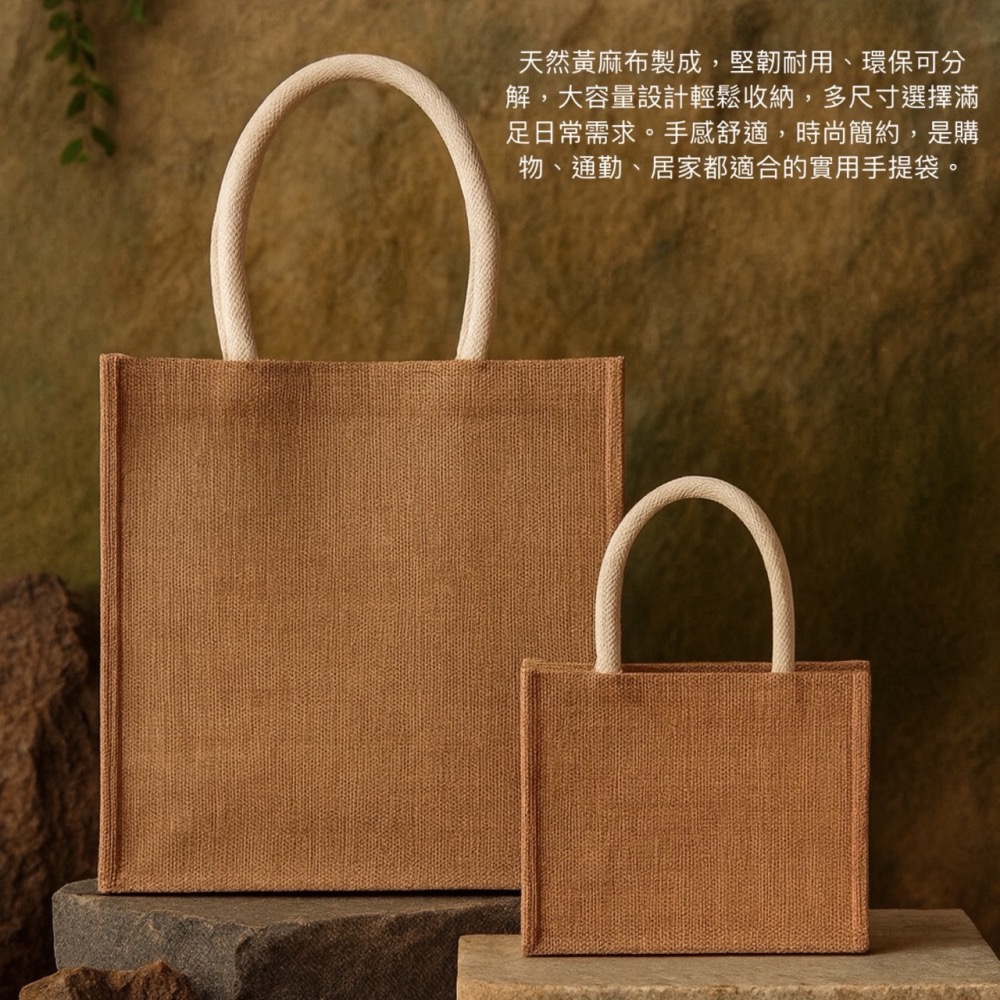 手提麻布包 麻布手提袋 購物袋 麻布袋 手提袋 手提包 麻布包 收納袋 棉麻袋 環保袋 防水袋 便當袋 EA871-細節圖3