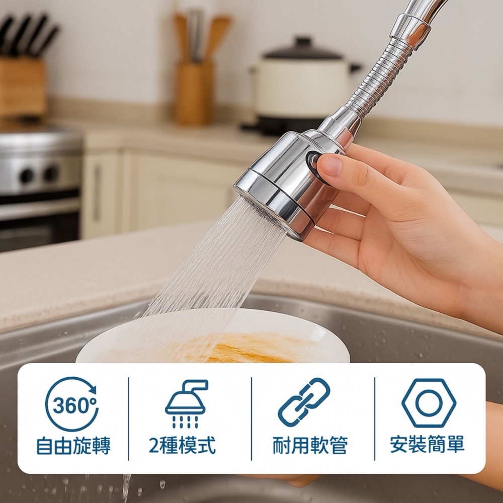 兩段增壓水龍頭 360度水龍頭 省水水龍頭 防濺水龍頭 起泡節水器 節水器 增壓水柱 起泡器 花灑 水柱 EA884-細節圖6