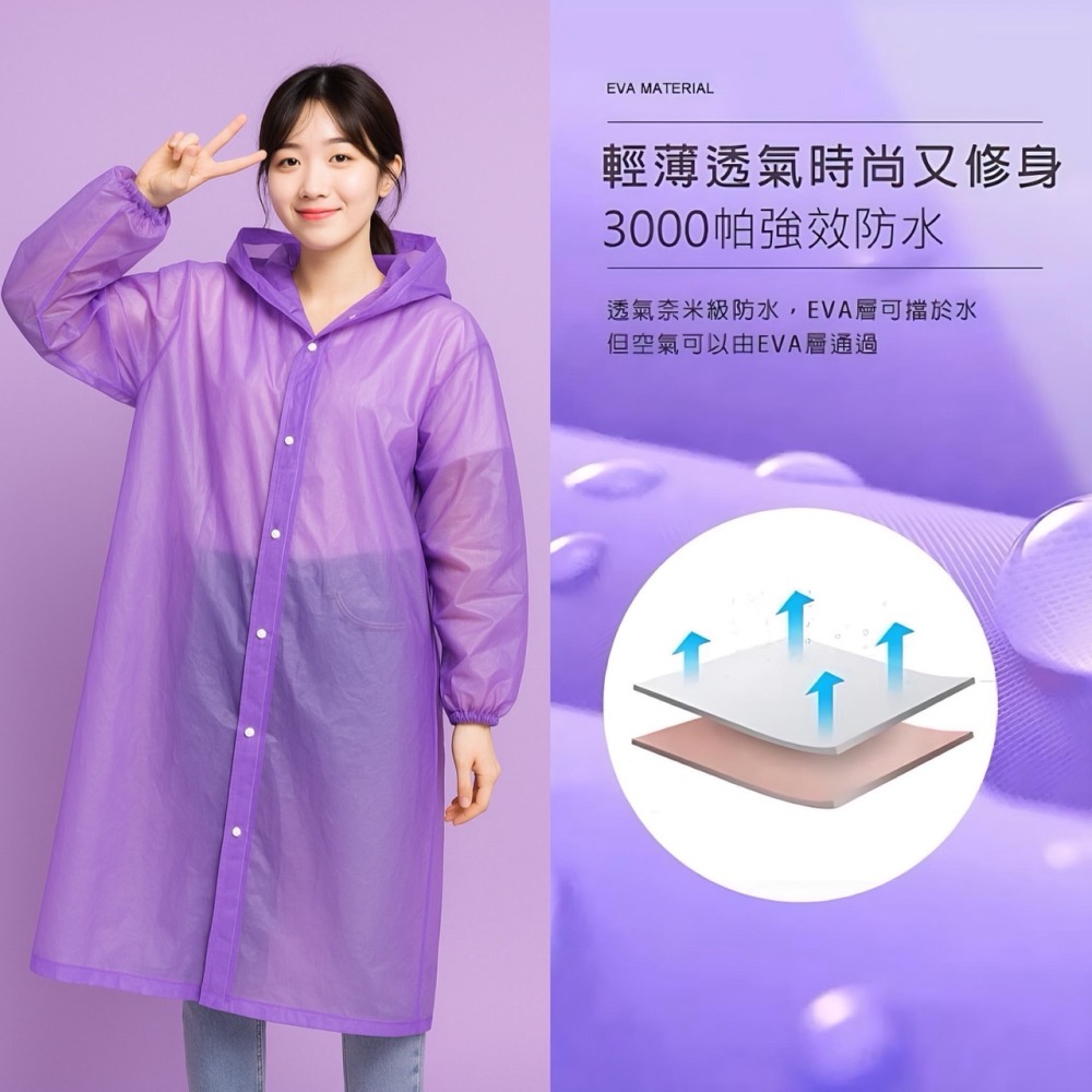 馬卡龍磨砂加厚EVA束口雨衣 雨衣 輕便型雨衣 雨具雨衣 半透明雨衣 機車雨衣 摩托車雨衣 輕便雨衣 EA719-細節圖7