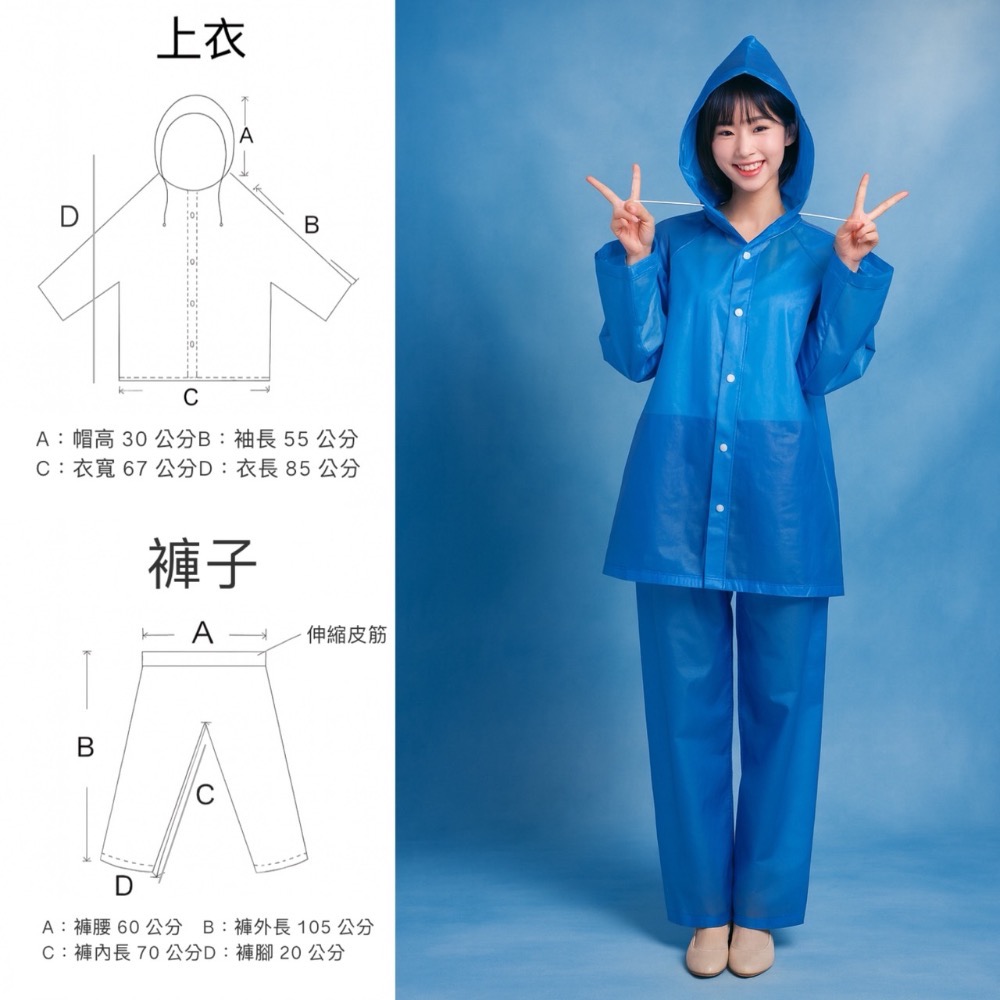 馬卡龍磨砂加厚EVA束口雨衣 雨衣 輕便型雨衣 雨具雨衣 半透明雨衣 機車雨衣 摩托車雨衣 輕便雨衣 EA719-規格圖7