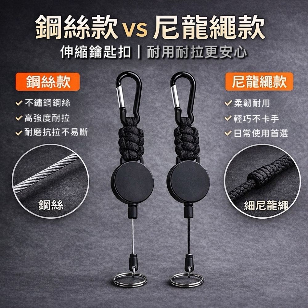 伸縮掛鉤鑰匙圈 伸縮拉環 伸縮掛繩 伸縮鑰匙圈 背包扣 伸縮識別證 鋼絲繩耐用材質 伸縮鑰匙扣 伸縮扣環 EA927-細節圖11