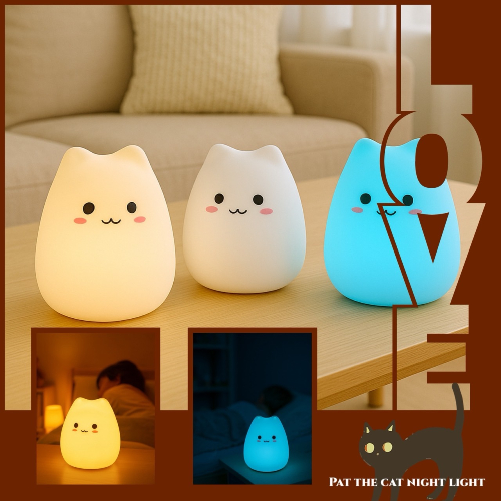 萌貓拍拍燈 貓咪燈 LED小夜燈 拍拍燈 網美燈 貓咪夜燈 氣氛燈 夜燈 床頭燈 裝飾燈 療癒擺飾 交換禮物 EA928-細節圖4