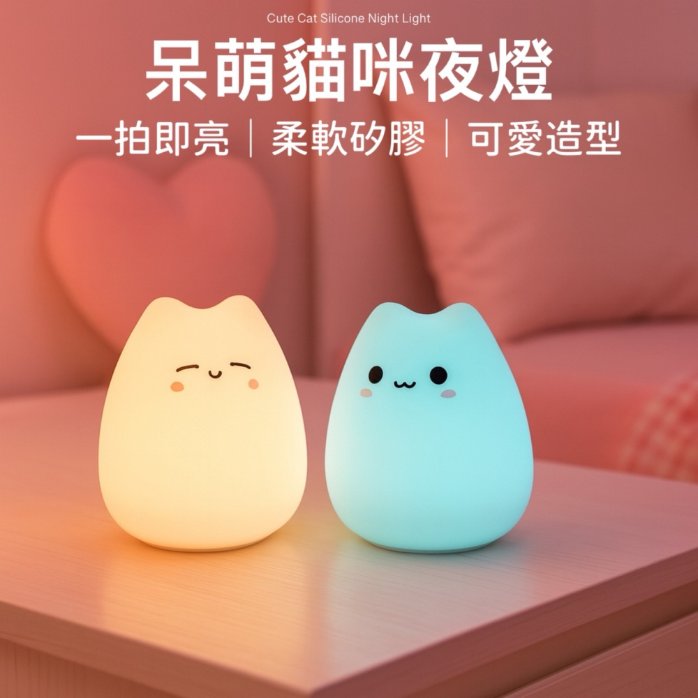 萌貓拍拍燈 貓咪燈 LED小夜燈 拍拍燈 網美燈 貓咪夜燈 氣氛燈 夜燈 床頭燈 裝飾燈 療癒擺飾 交換禮物 EA928-細節圖7