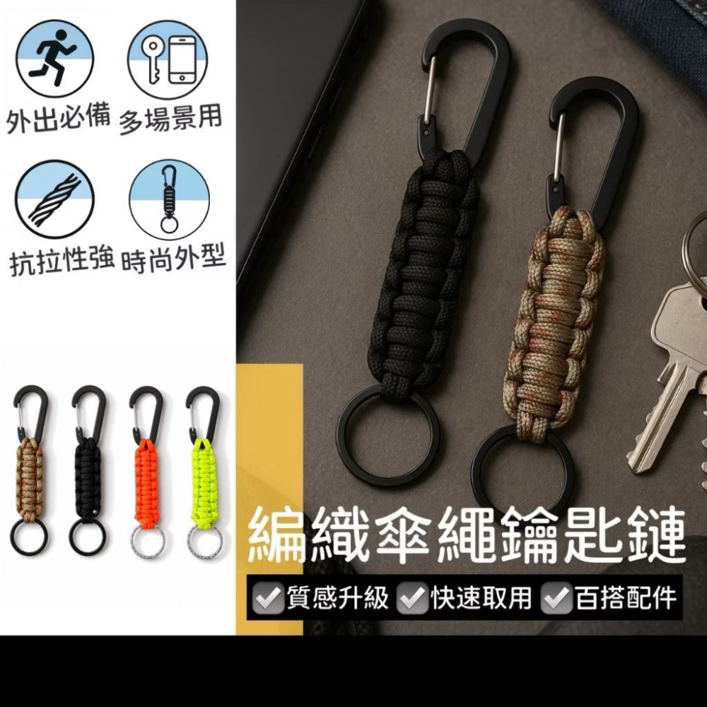 傘繩鑰匙扣 編織傘繩扣 登山鑰匙鏈 登山扣鑰匙鏈 手工編織鑰匙鏈 鑰匙繩 鑰匙圈 高承重鑰匙鏈 野外背包掛件 EA929-細節圖10
