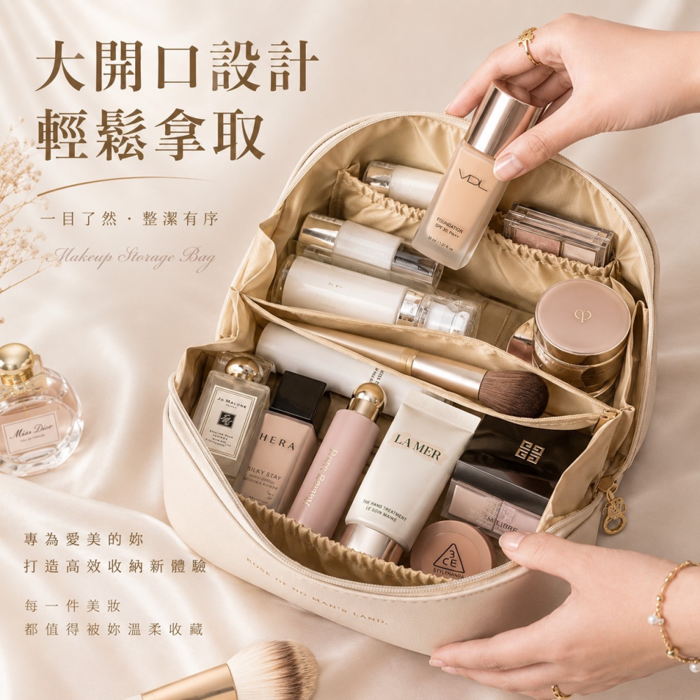 皮革化妝包 大開口化妝包 多層化妝包 雲朵收納包 補妝包 收納包 枕頭化妝包 手提式化妝包 皮革斜挎化妝包 EA1020-細節圖8