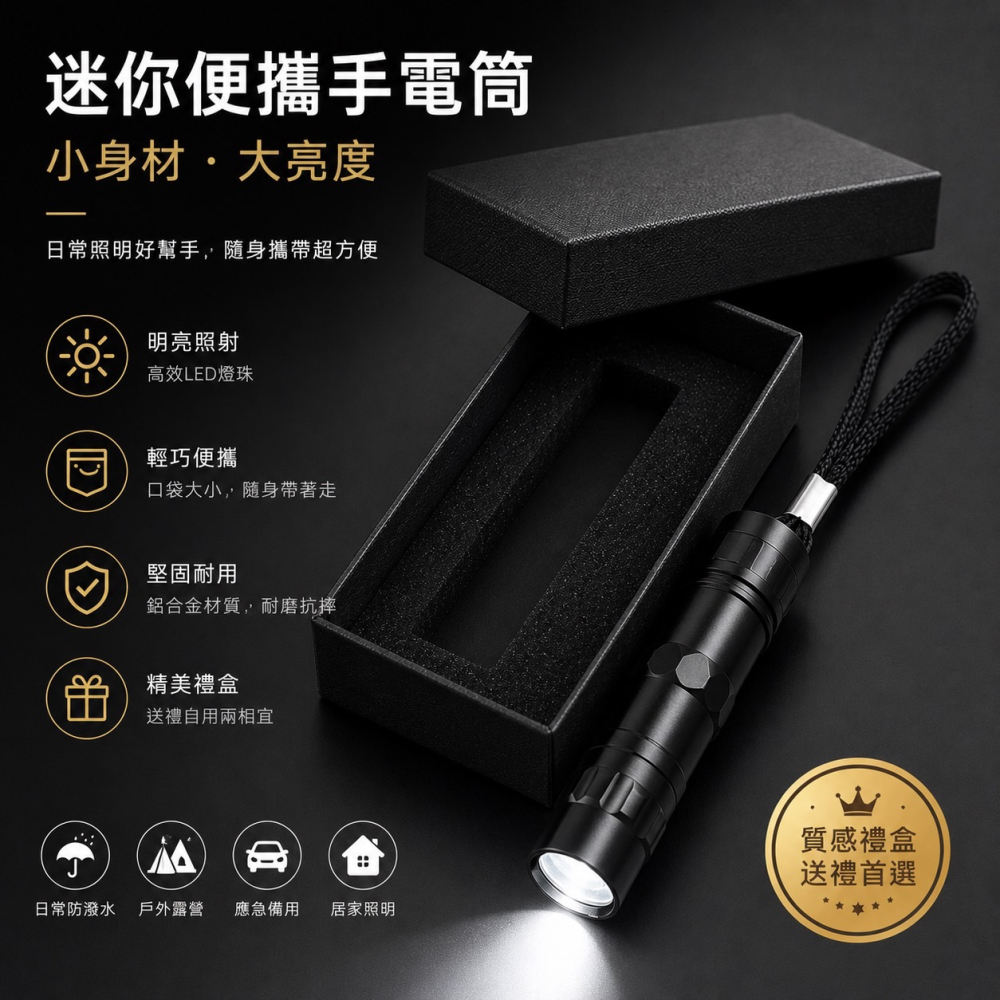 迷你便攜手電筒 迷你手電筒 裝三號電池 強光手電筒 LED燈 戶外工作燈 口袋燈 露營手電筒 夜間照明 EA1022-細節圖2