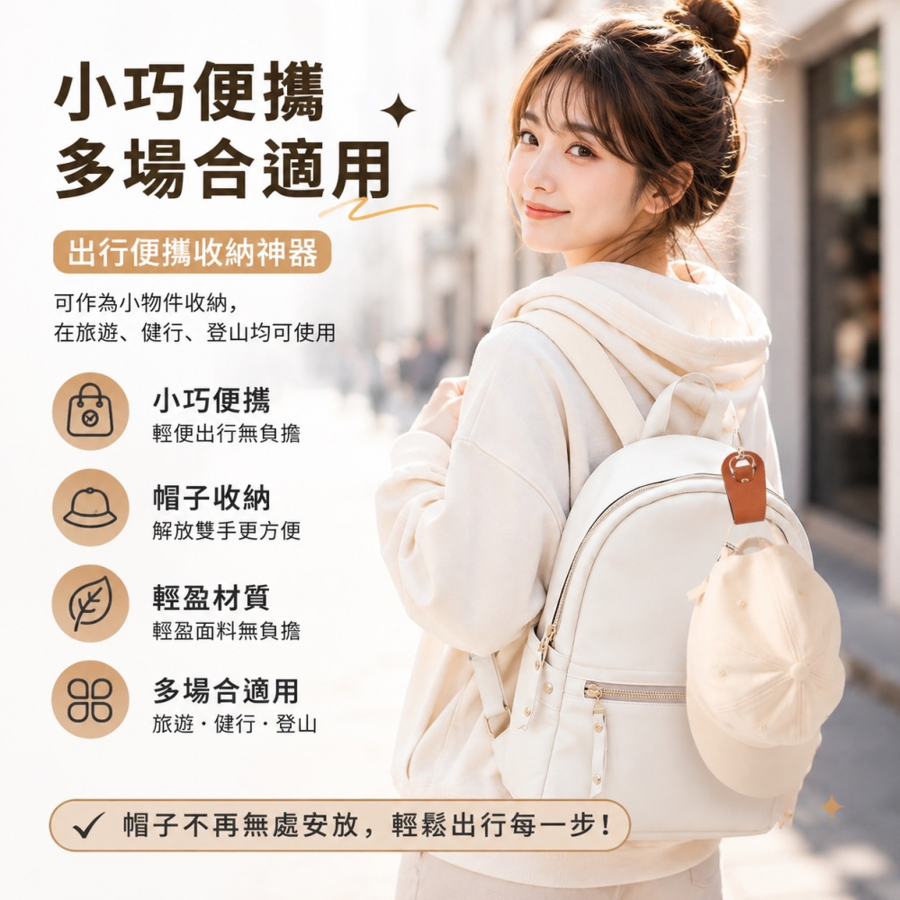 掛勾式皮革帽夾 皮革帽夾 帽子夾 外出帽夾 防掉夾 帽夾 無痕帽夾 旅行收納夾 帽扣 鴨舌帽掛扣 背包掛鉤 EA1025-細節圖5
