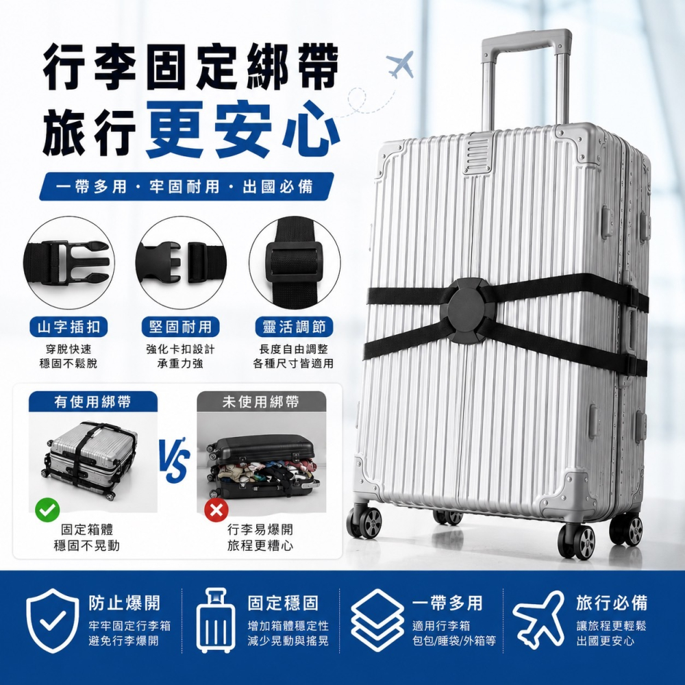 行李箱連接帶 行李箱綁帶 行李箱束帶 行李束帶 行李固定帶 行李箱一字帶 旅行箱綁帶 行李箱捆紮帶 八字帶 EA1040-細節圖3