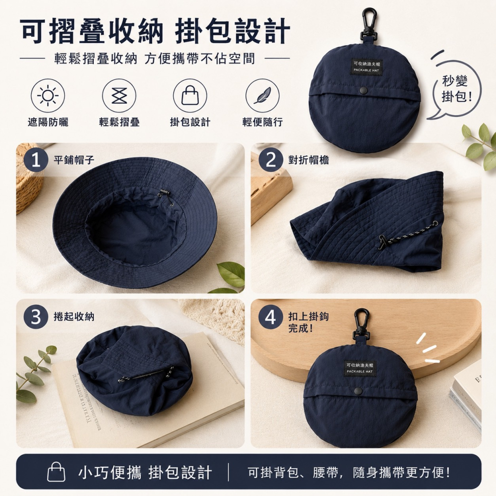 可收納漁夫帽 防潑水漁夫帽 可折疊漁夫帽 速乾防水漁夫帽 素面漁夫帽 帽子 防曬帽 遮陽帽 登山帽 露營帽 EA1050-細節圖6