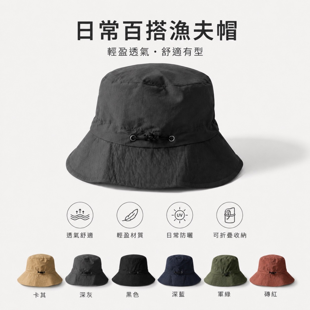 可收納漁夫帽 防潑水漁夫帽 可折疊漁夫帽 速乾防水漁夫帽 素面漁夫帽 帽子 防曬帽 遮陽帽 登山帽 露營帽 EA1050-細節圖7