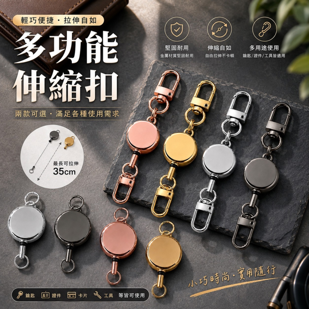 多功能伸縮扣 伸縮鑰匙圈 鑰匙圈 鋅合金易拉扣 伸縮鑰匙圈 易拉扣 易拉環 鑰匙扣 伸縮扣 證件扣 伸縮扣環 識別證拉環-細節圖3