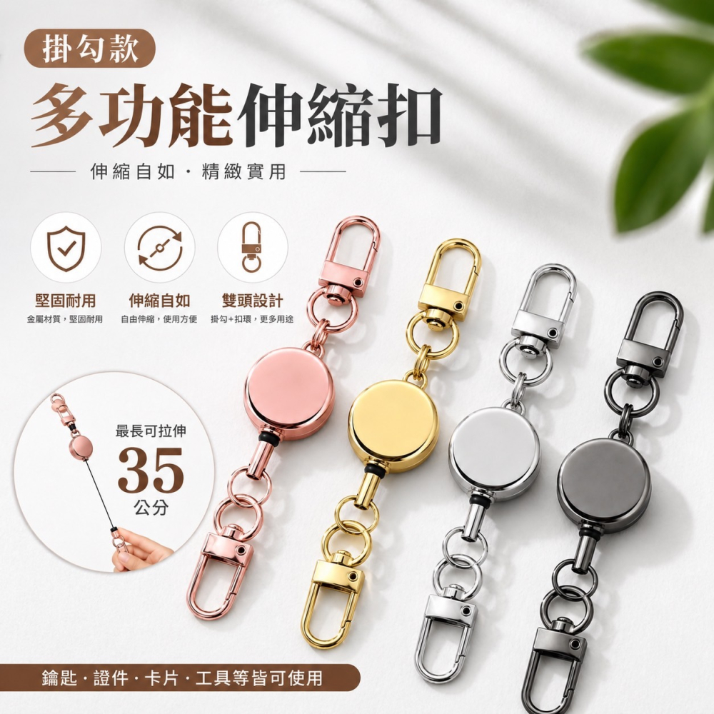 多功能伸縮扣 伸縮鑰匙圈 鑰匙圈 鋅合金易拉扣 伸縮鑰匙圈 易拉扣 易拉環 鑰匙扣 伸縮扣 證件扣 伸縮扣環 識別證拉環-細節圖5