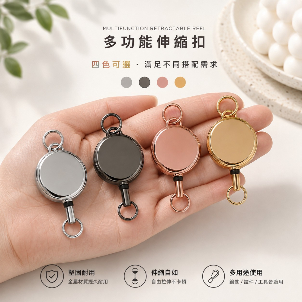 多功能伸縮扣 伸縮鑰匙圈 鑰匙圈 鋅合金易拉扣 伸縮鑰匙圈 易拉扣 易拉環 鑰匙扣 伸縮扣 證件扣 伸縮扣環 識別證拉環-細節圖9