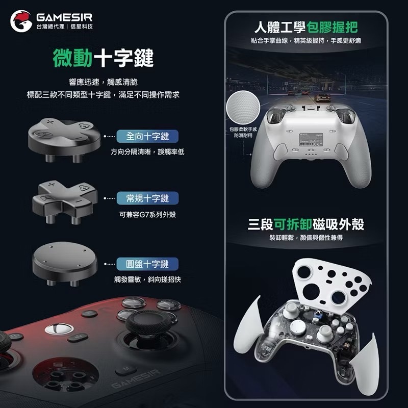 GAMESIR 蓋世小雞 G7 PRO 遊戲手把(套裝版) XBOX授權 TMR磁變阻搖桿 雙切扳機 EA1098-細節圖4