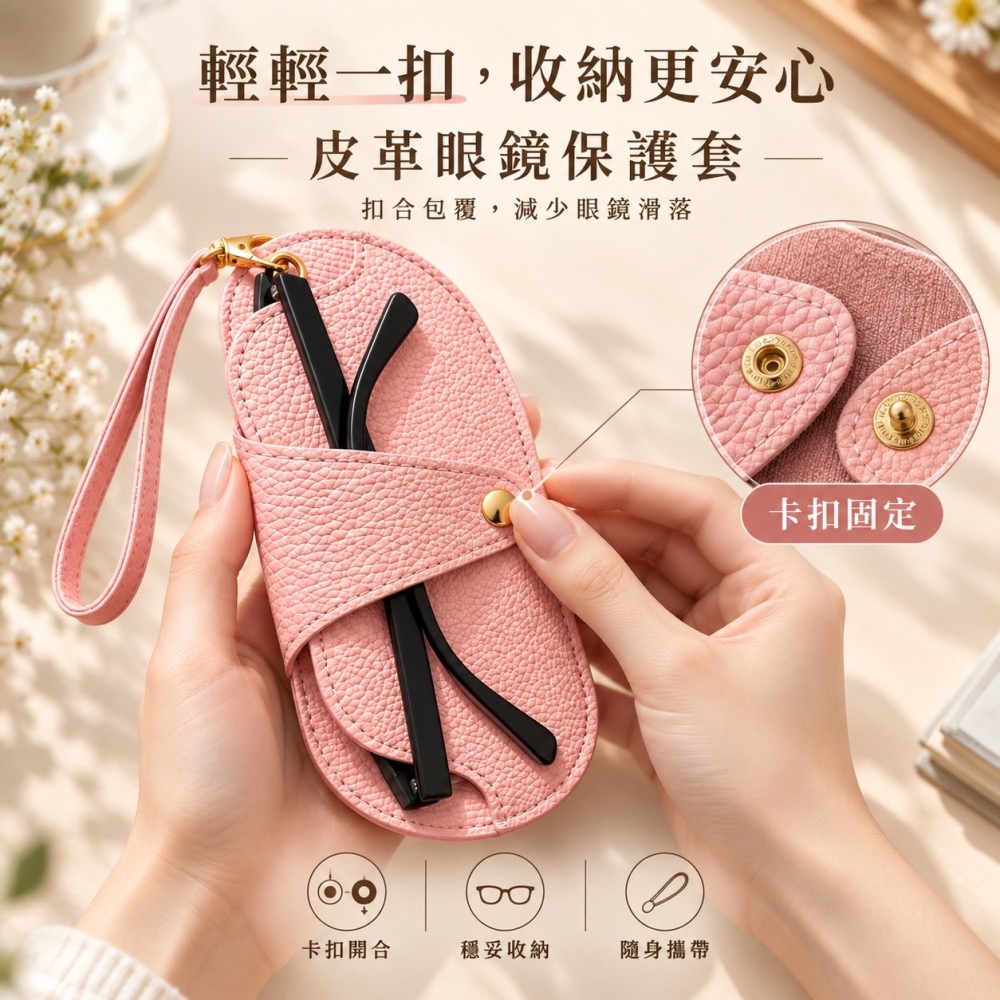 便攜式眼鏡包 吊掛式皮革眼鏡包 皮革眼鏡包 外出眼鏡包 眼鏡包 眼鏡盒 眼鏡收納 太陽眼鏡盒 太陽眼鏡 EA1140-細節圖2