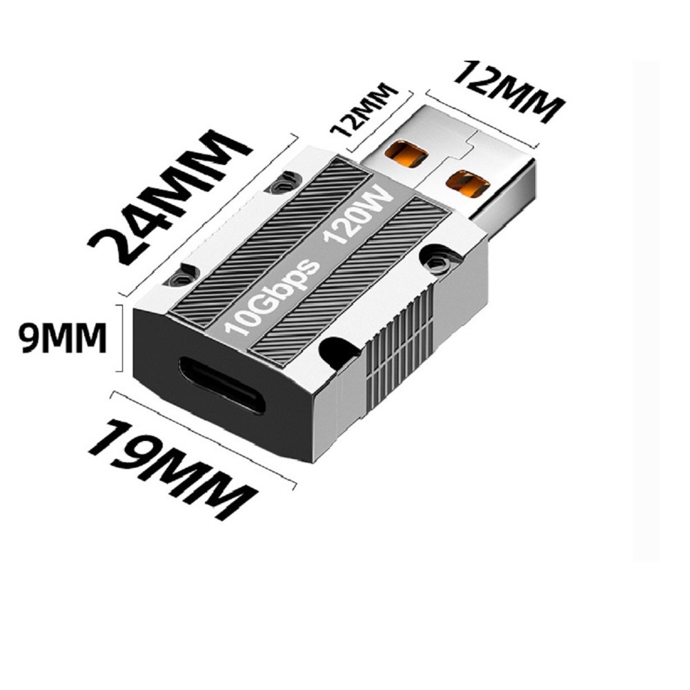 GB【台灣現貨】Type-c轉USB轉接頭120w快充鋅合金10Gbps傳輸筆記本充電轉換頭-細節圖6