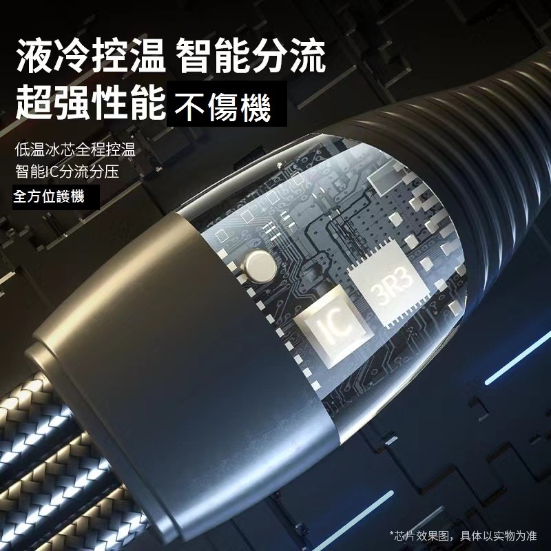 GB【台灣現貨】透明冰晶數據線120W超級快充一拖三數據線適用蘋果華為安卓手機充電線-細節圖4