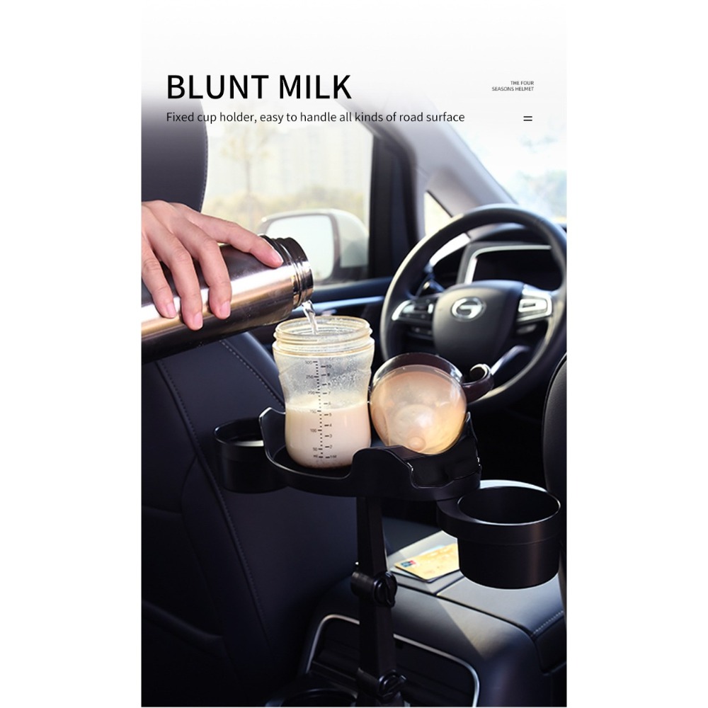 GB【台灣現貨】升級款加強臂汽車餐盤咖啡桌食品置物架水杯位小托盤汽車旅遊車載手機支架餐盤-細節圖2